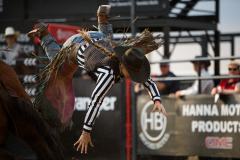 Pollockville, Alberta - July26:Bronc Star Tour Finals
Emily Howkins (Aus) makes a ride during the 2024 Bronc Star Tour Finals. 
Photo credit: Logan Armstrong | crowbaitcreative.com